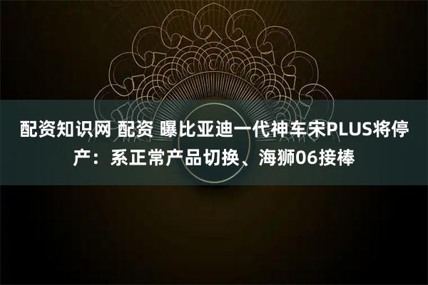 配资知识网 配资 曝比亚迪一代神车宋PLUS将停产：系正常产品切换、海狮06接棒
